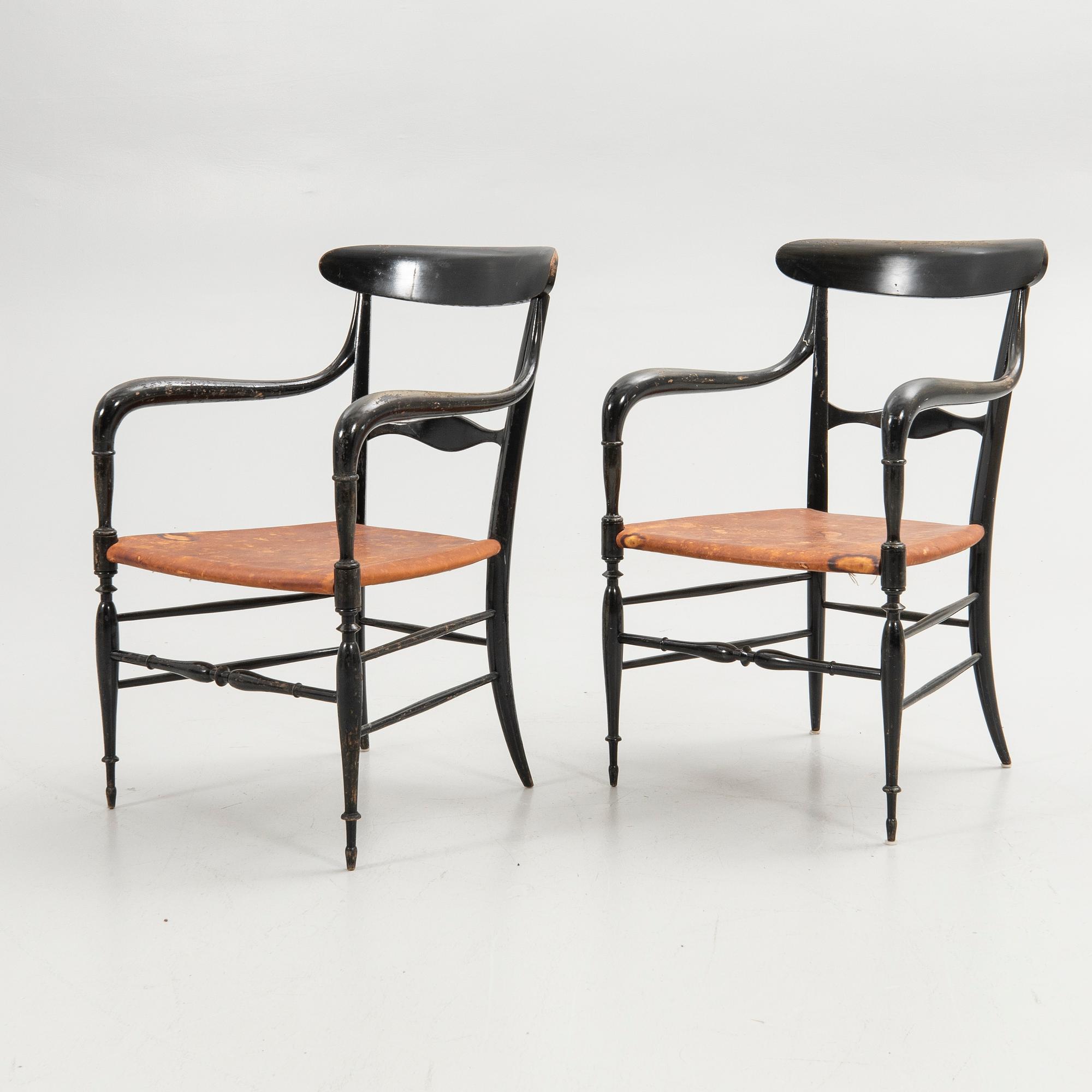 Armchairs, a pair, probably Chiavari, Italy, 20th century.