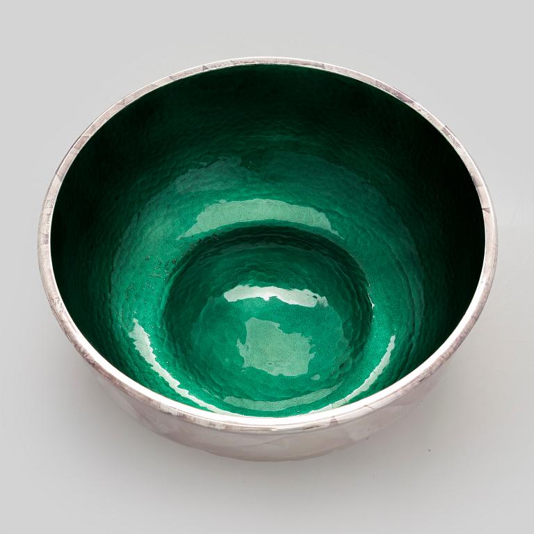 A sterling silver and enamel bowl, maker's mark of A. Tillander, Turku 2005.