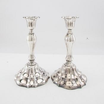 Claes Andrén candlesticks a pair silver Gothenburg 1930 and Swedish import marks.