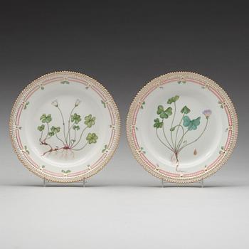 A set of nine Royal Copehagen 'Flora Danica' plates, Denmark, 20th Century.