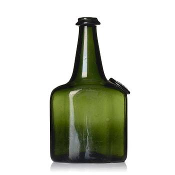 A green glass bottle flask, Henrikstorp, Sweden, 18th century.