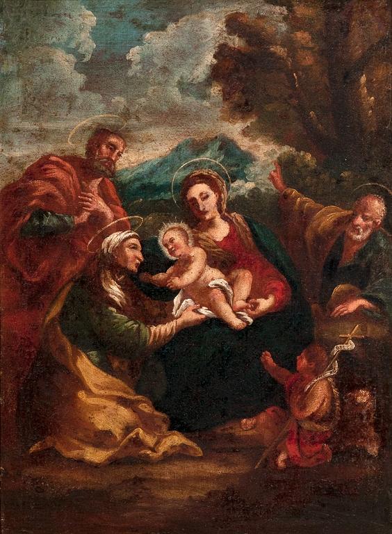 Semastiano Conca, Tillskriven/attributed/väitetty, THE HOLY FAMILY, INCLUDING JOHN THE BABTIST AS A CHILD AND ANN OR ELISABETH.