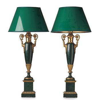 144. A pair of table lamps, France mid 19th century.