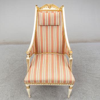 A late Gustavian armchair, attributed to Ephraim Ståhl, circa 1800.