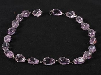 HALSBAND, ametister och silvertråd.