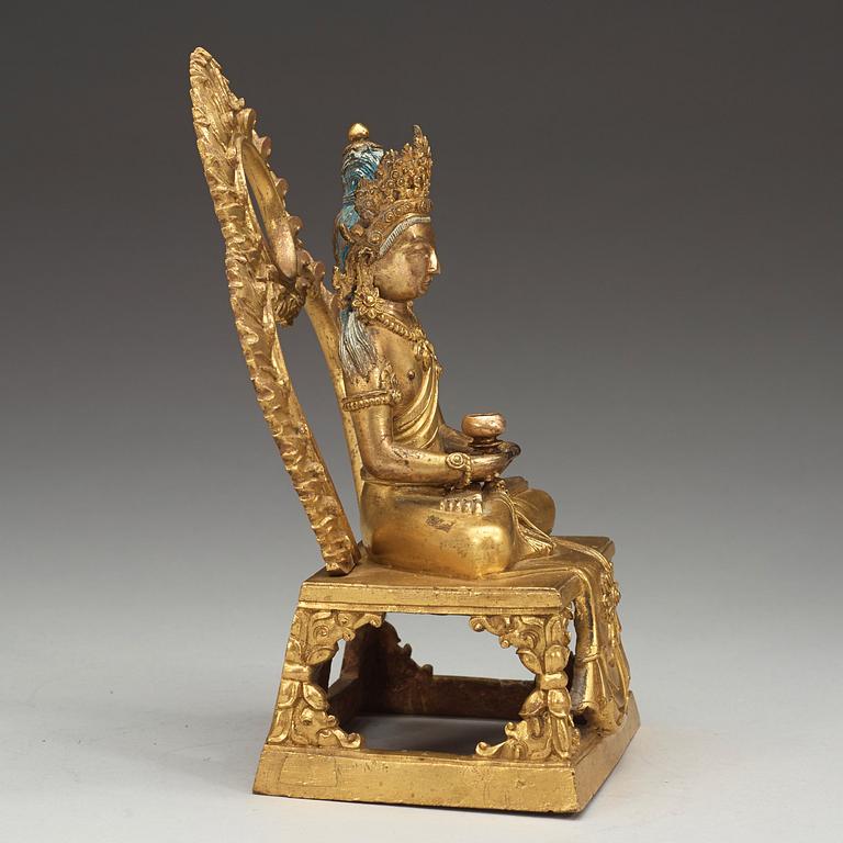 A gilt bronze figure of Amitayus, Qing dynasty, Qianlong (1736-95).