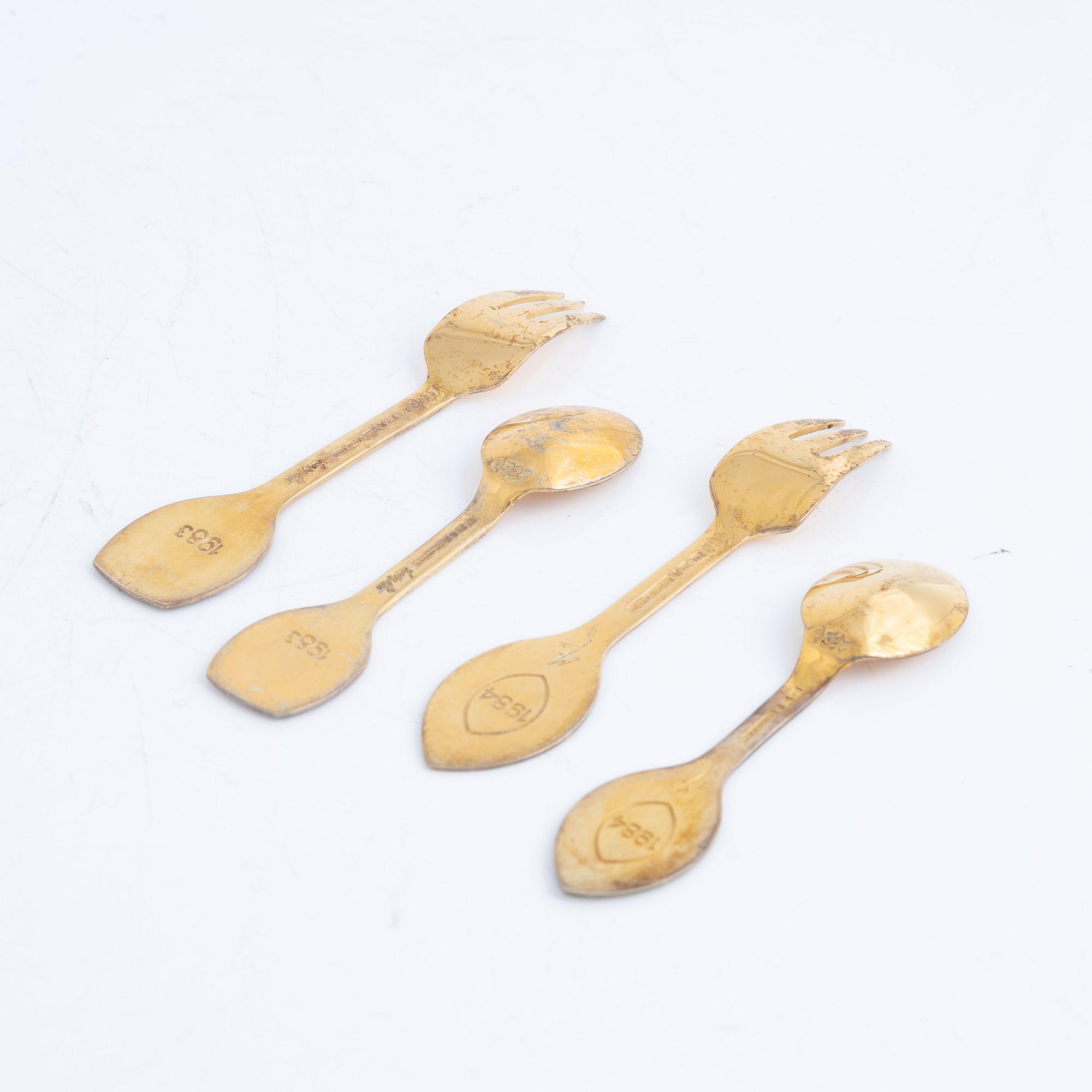 Anton Michelsen, julbestick, 13 delar, förgyllt sterlingsilver och emalj, Danmark.