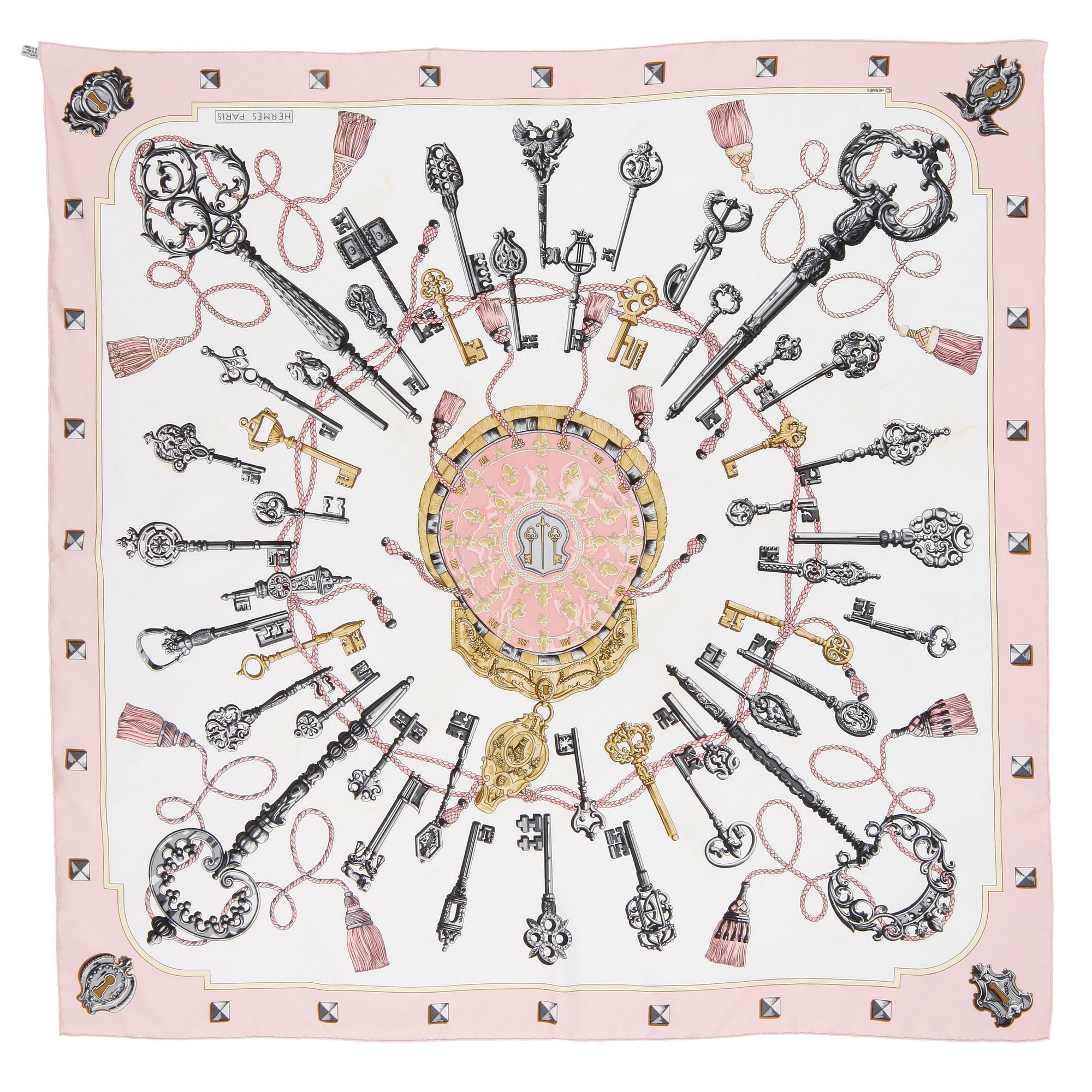 HERMÉS, a silk scarf, ""Les Cles".