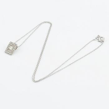 Pendant with chain, 18K white gold with brilliant-cut diamonds.