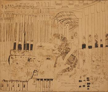 740. Carl Fredrik Hill, Palace interior with a rearing horse.