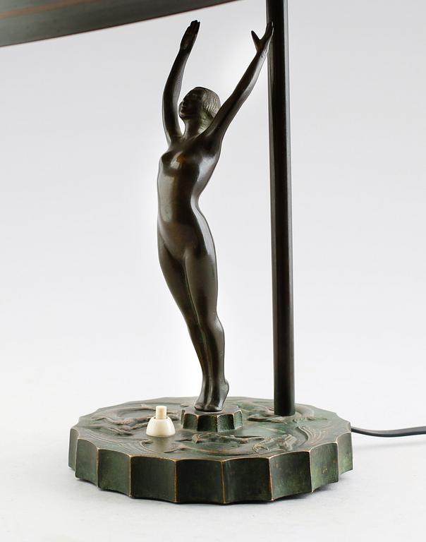 BORDSLAMPA, art déco, brons, 1900-talets första hälft.
