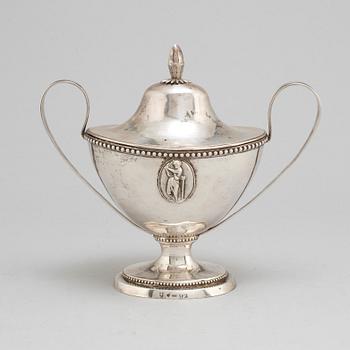 A late Gustavian silver sugar-bowl and cover, mark of PETTER JOHAN ZETTERLING, Linköping 1797.