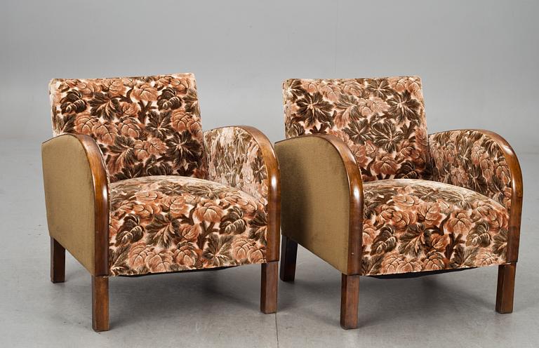 FÅTÖLJER, ett par, Art deco, 1900-talets första hälft.