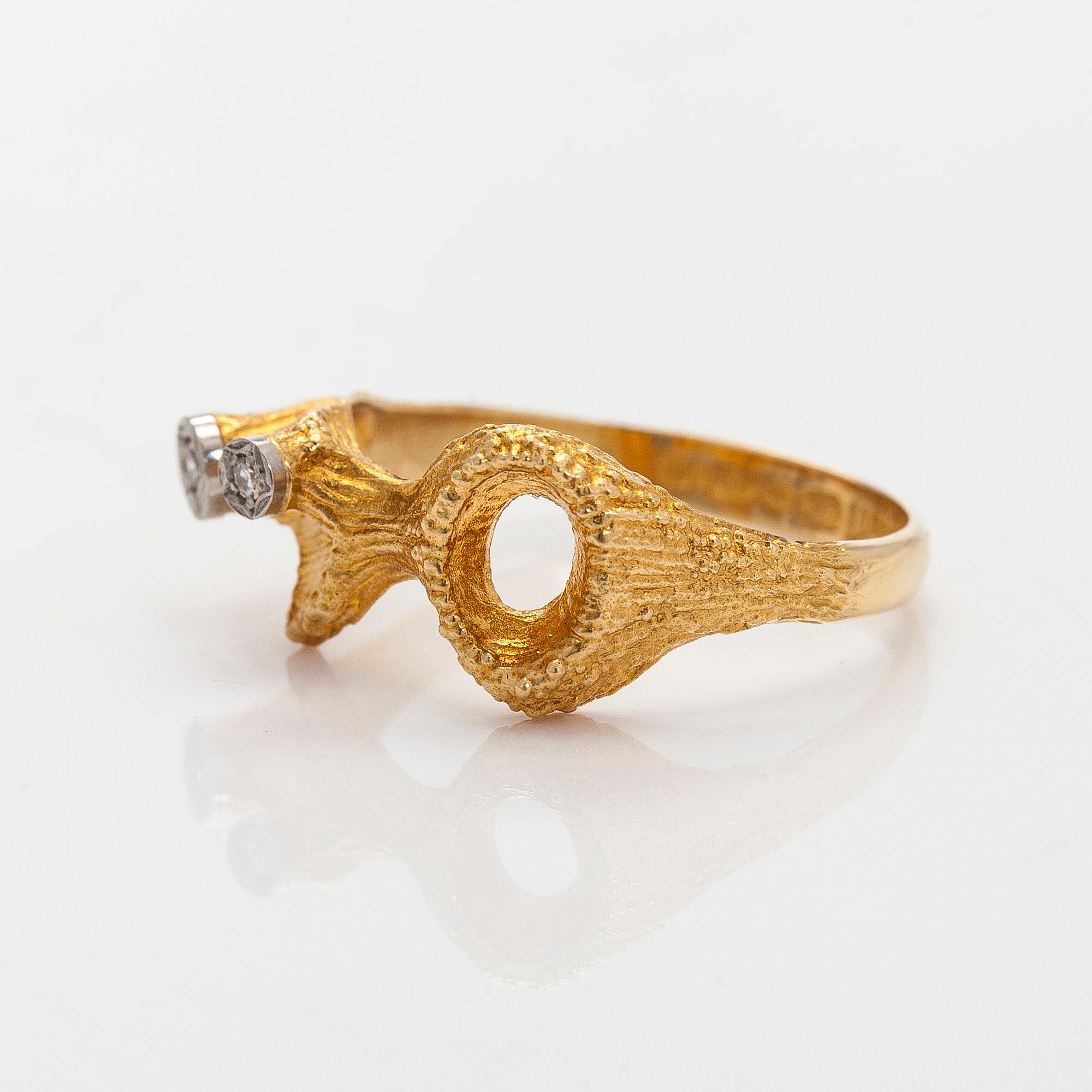 Björn Weckström, ring, "Diamant toppar", åttkantslipade diamanter, 18K guld, Lapponia 1973.