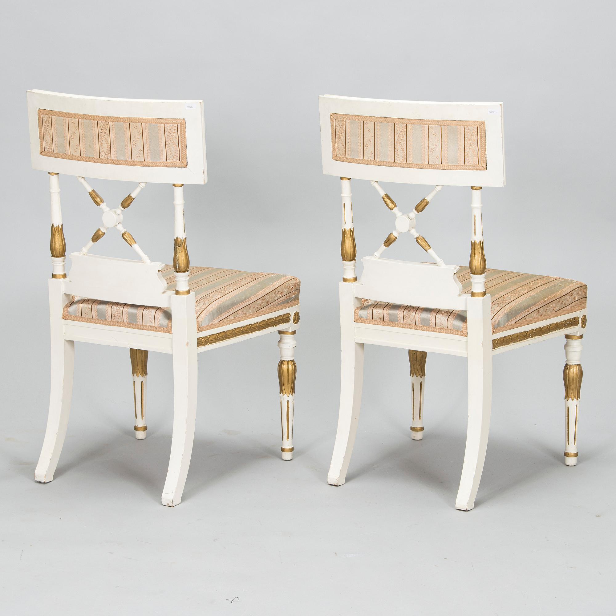 A late Gustavian style sofa and four chairs, early 20th century.