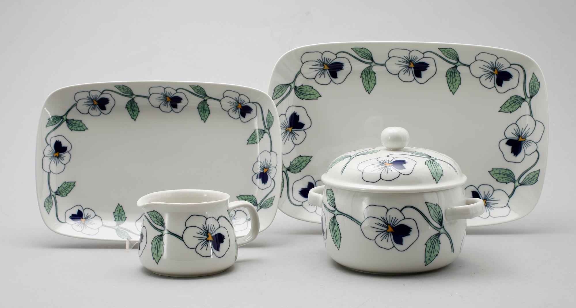 MATSERVIS, 44 del, porslin, "Sylvia", Sylvia Leuchovius, Rörstrand.