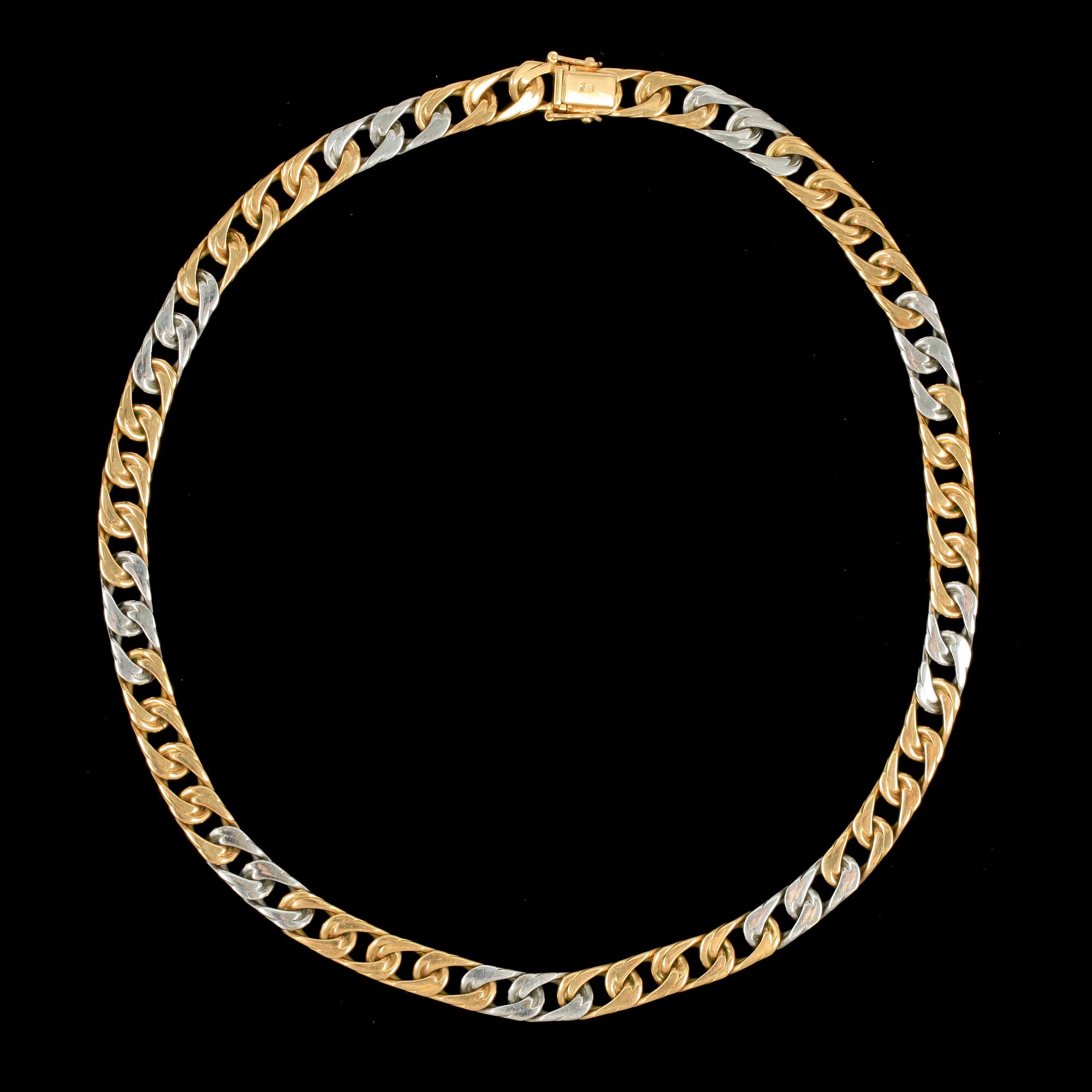 COLLIER, 18k guld resp vitt guld. Utländska stämplar. Vikt ca 74 g.