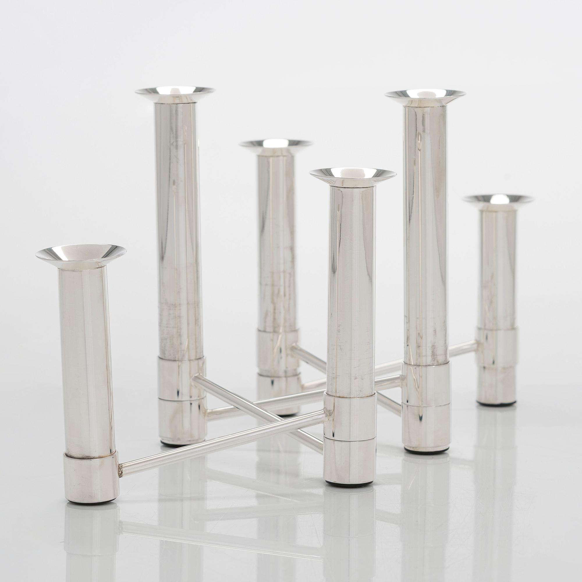 Tapio Wirkkala, a 'Nonstop' silver candelabrum, TW 432, numbered 74/90, for Kultakeskus, Hämeenlinna 2007.