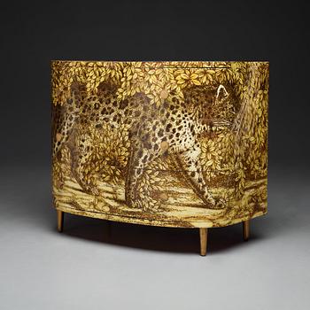 Piero Fornasetti, a "Leopardo" chest of drawers, Ateliers Fornasetti, Milan 1950-60's.