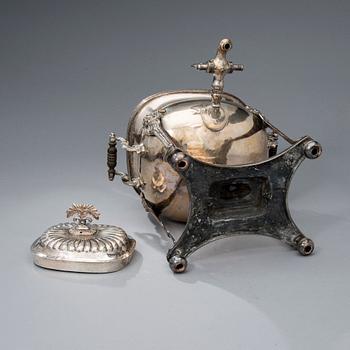 SAMOVAR, försilvrad koppar och mässing, England 1800-talets början.