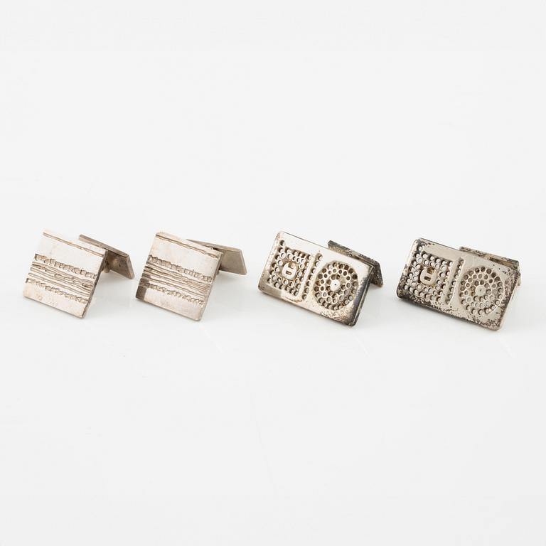 Lars Arby, fyra par manschettknappar, sterlingsilver, Göteborg 1966. 1967 och 1976.