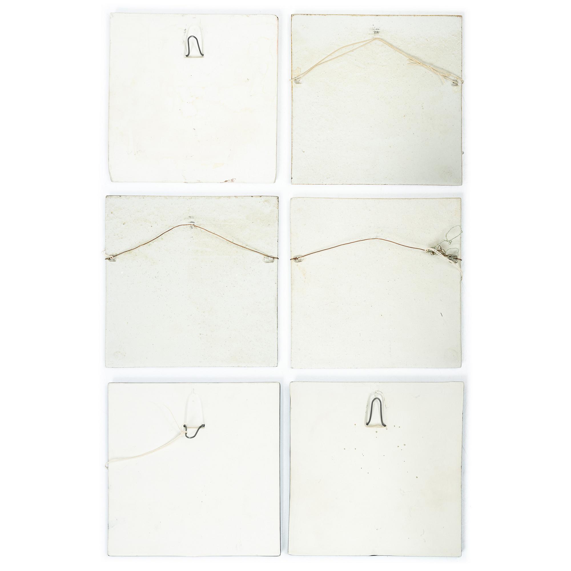 Lisa Larsson, a set of six stoneware wall plaques, Gustavsberg.