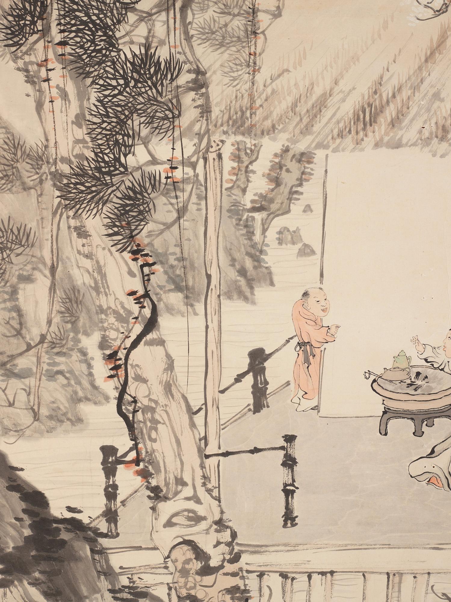 A scroll painting, ink an colour on paper, Hu Tiemei (1848-1899).