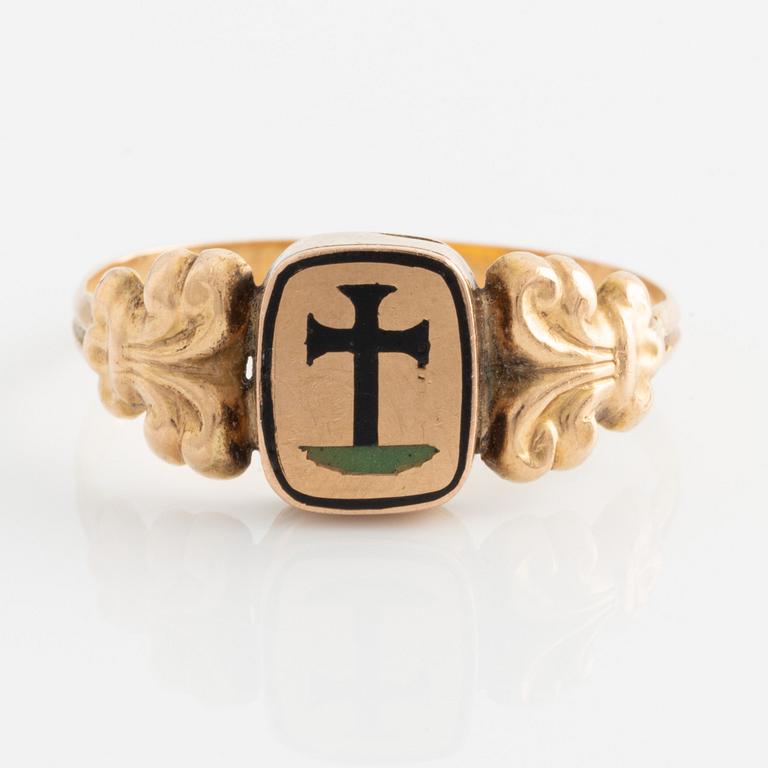 Ring,  guld med gömma, 1841.