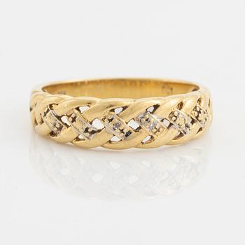 18K gold and small diamond ring.