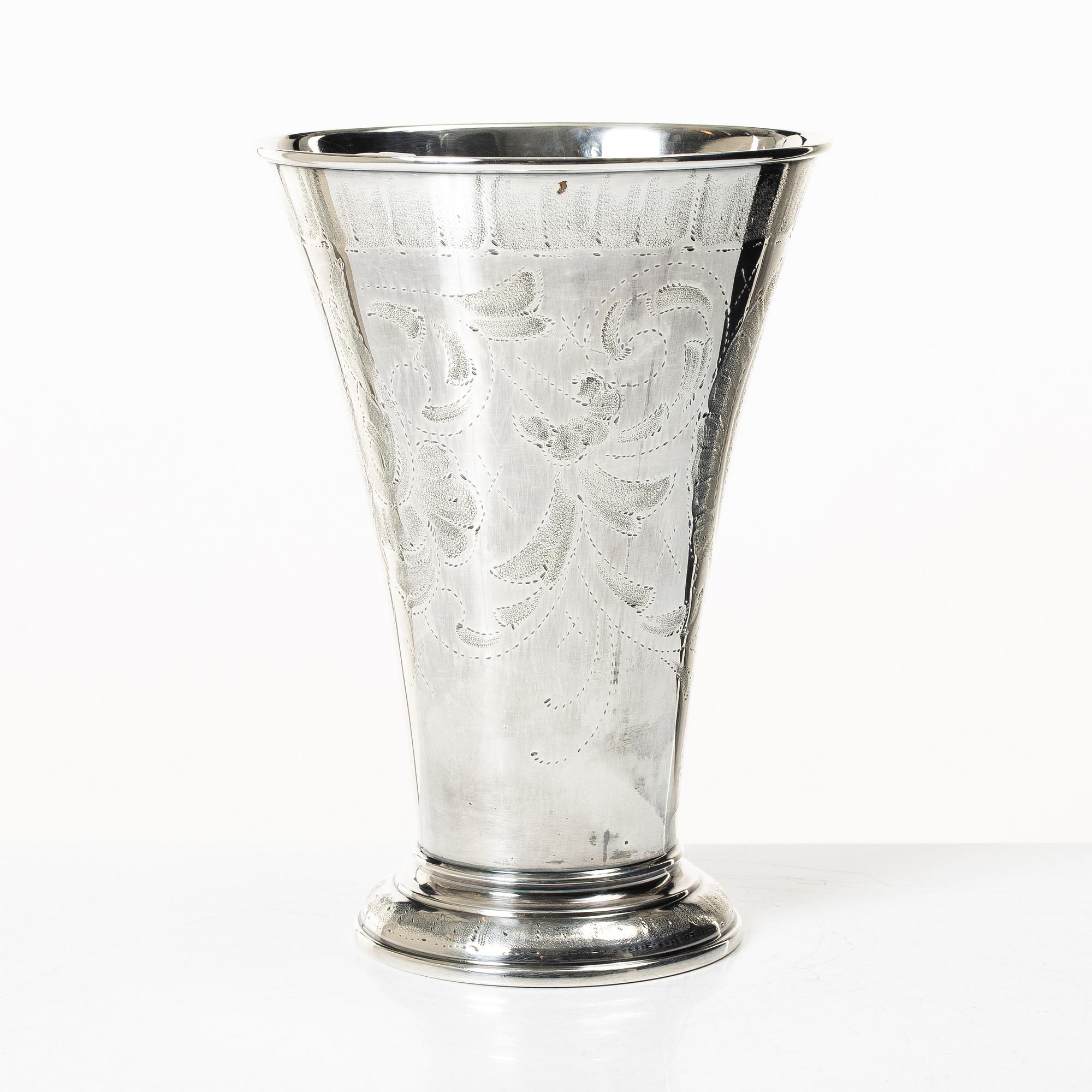C.G. Hallberg, CG Hallberg, a sterling silver vase, Stockholm, 1961.