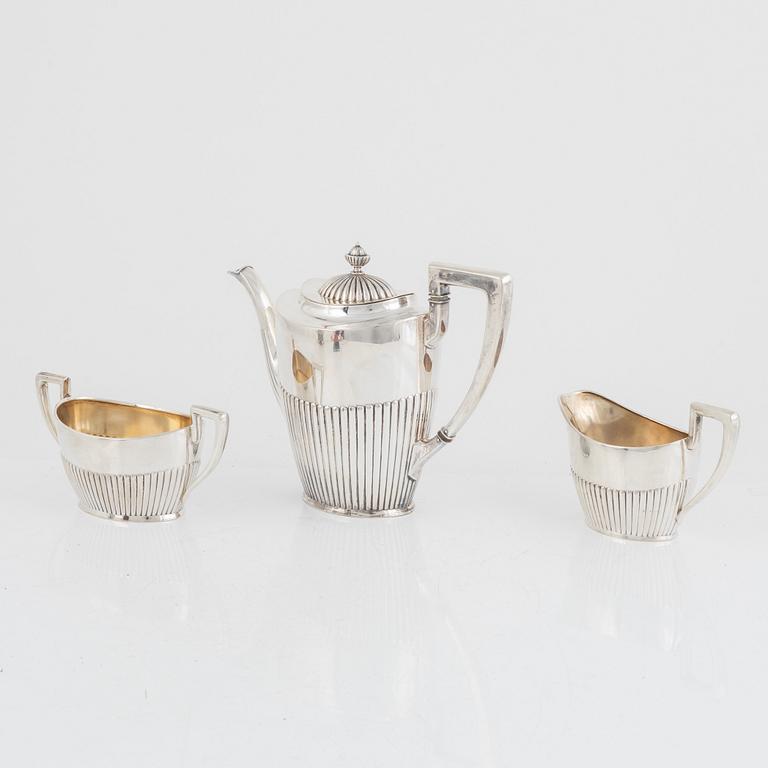 Kaffeservis, 3 delar, silver, C.F Hallengren, Malmö, 1920.