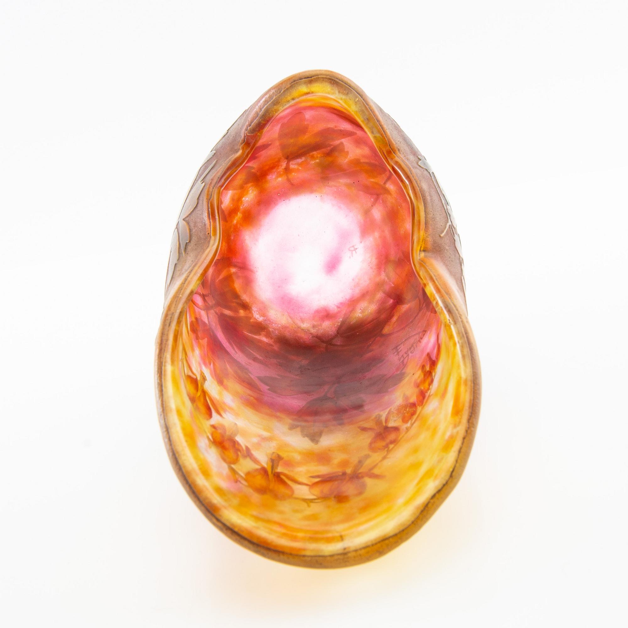 Daum, skål/vas, Nancy Frankrike Art Nouveau omkring 1900.