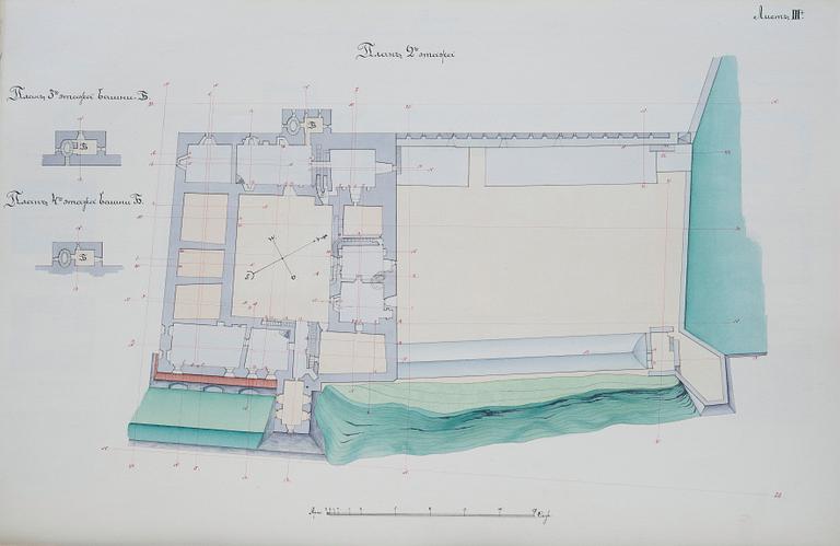 MAP. Ritningar över Hermeister slottet i Narva.