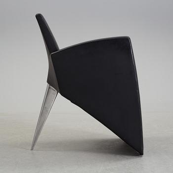 A Philippe Starck 'J Serie Lang' black leather and cast aluminium lounge chair, by Aleph, Italy.