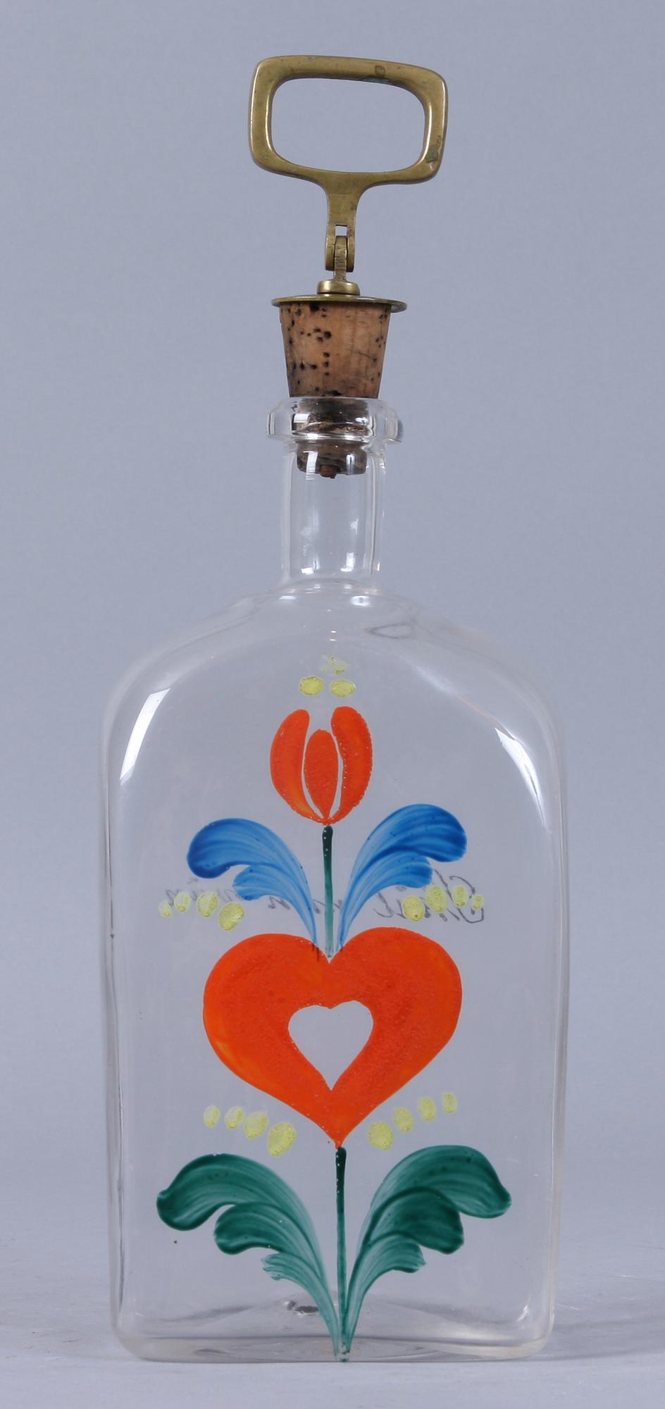 BRÄNNVINSFLASKA, glas, 1800-talets slut.