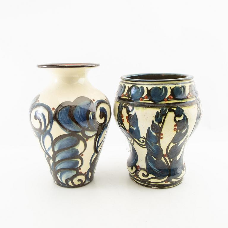Vases 4 pcs Annashaab ceramic factory Denmark 1910s/1920s glazed pottery.