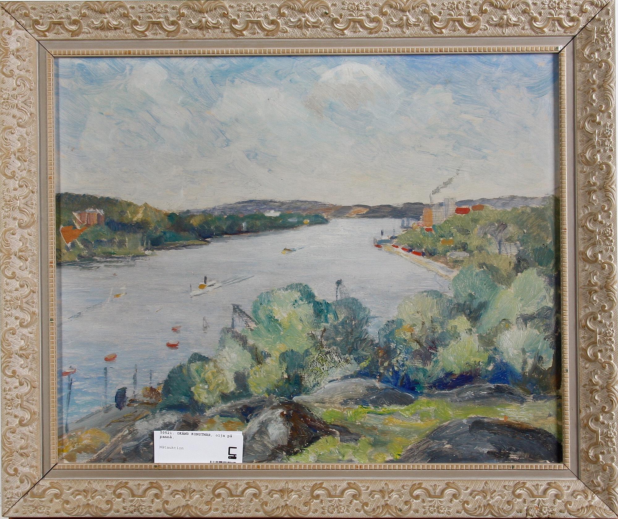 OKÄND KONSTNÄR, olja på pannå. 1900-talets första hälft.