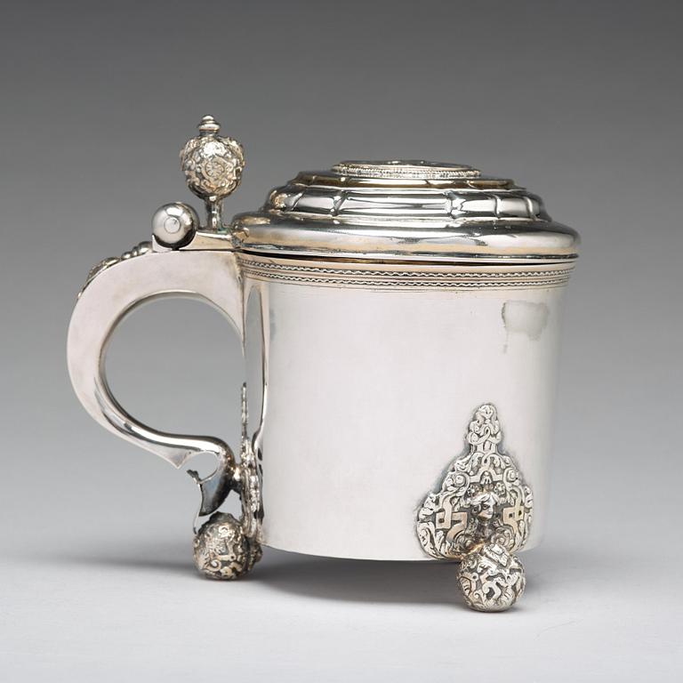 A Swedish 18th century parcel-gilt silver tankard, mark of Olof Lind, Mariestad (1752-1767 (1770)).