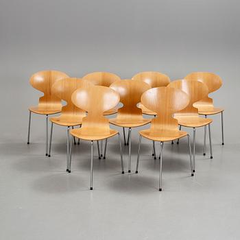 STOLAR, 9 stycken, "Myran", Arne Jacobsen, Fritz Hansen, 1900-talets fjärde kvartal.