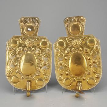 LJUSPLÅTAR, ett par, barockstil, 1800/1900-tal.