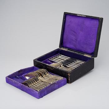 48 PIECES OF GILT SILVER AND NIELLO CUTLERY, Moscow 1842, unknown master, weight without knives 2036 g.