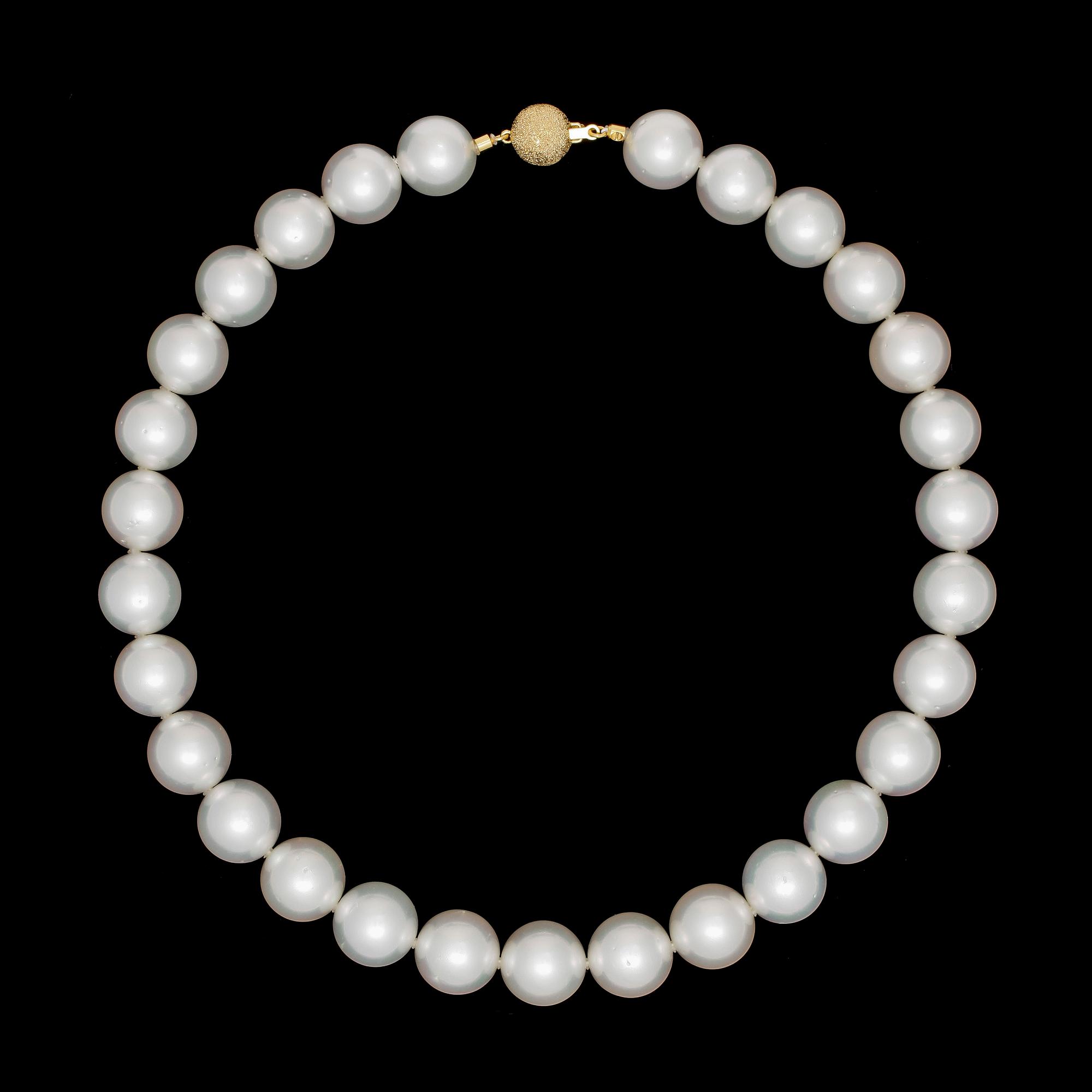 COLLIER, odlade South sea pärlor, 15-14,2 mm.