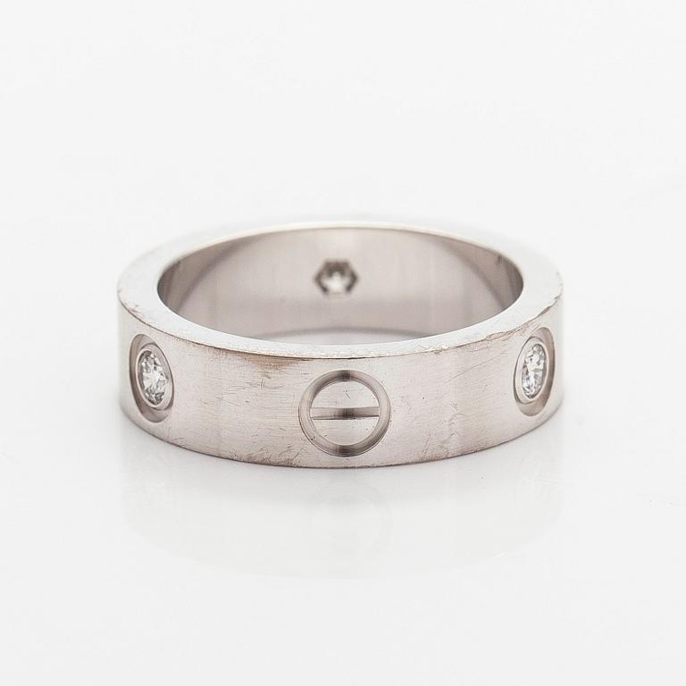 Cartier, sormus, "Love", 18K valkokultaa, briljanttihiottuja timantteja.