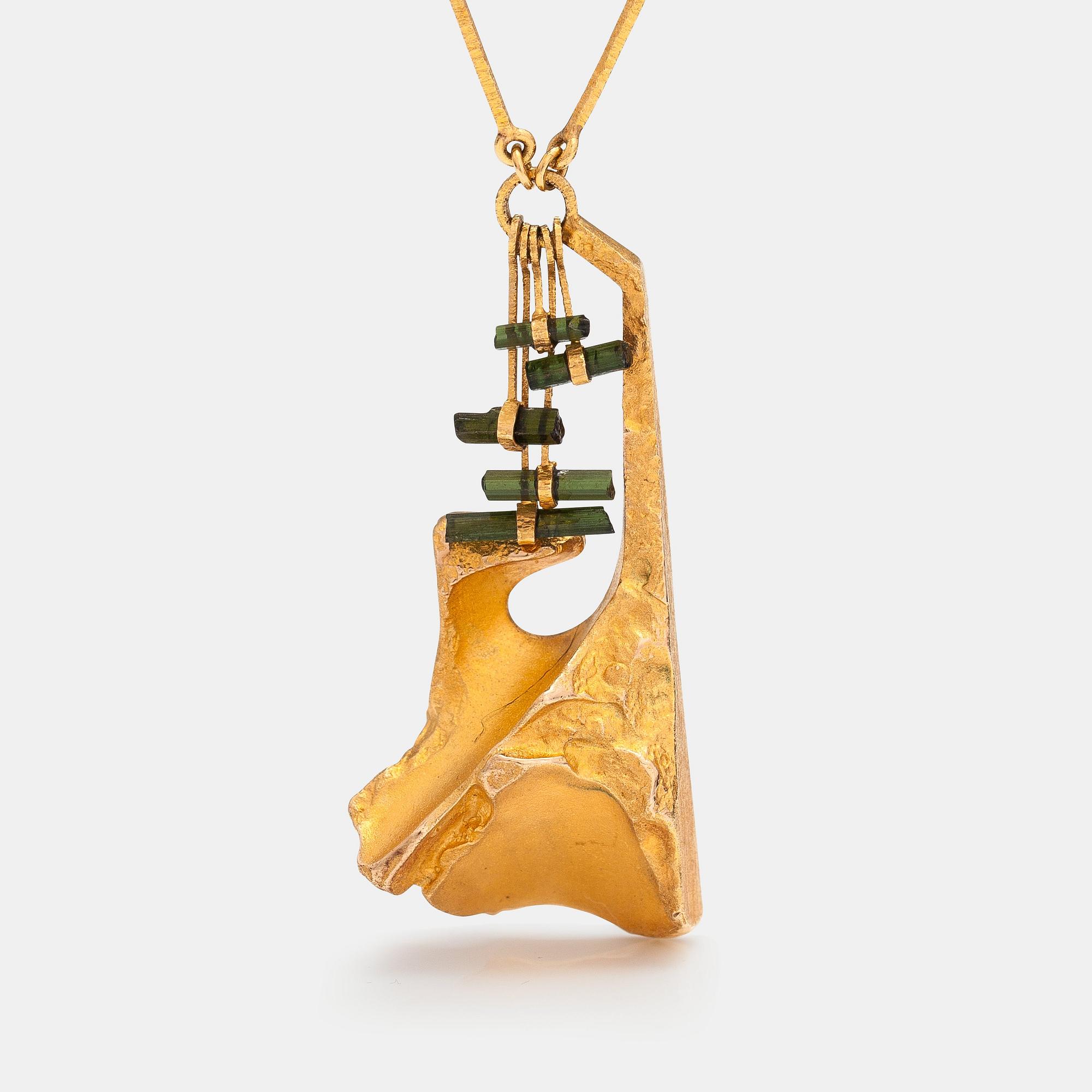 Björn Weckström, Kaulakoru "Semiramis", 14K kultaa, turmaliineja. Lapponia 1973.