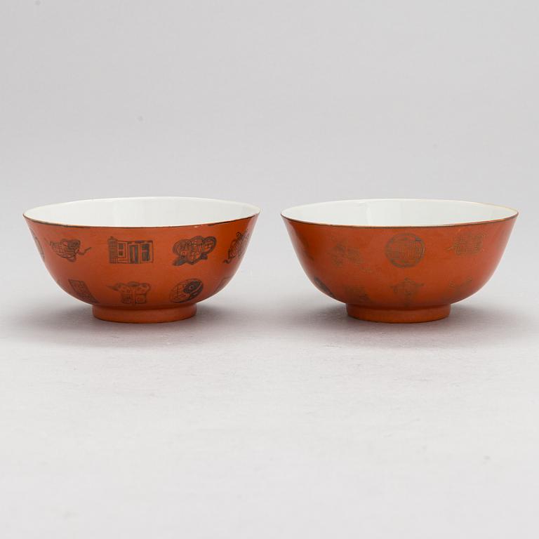 Five Chinese bowls, first half of the 20th century.