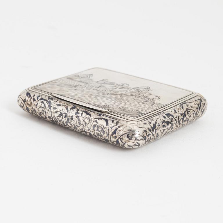 A Russian silver niello box, Moscow 1890.