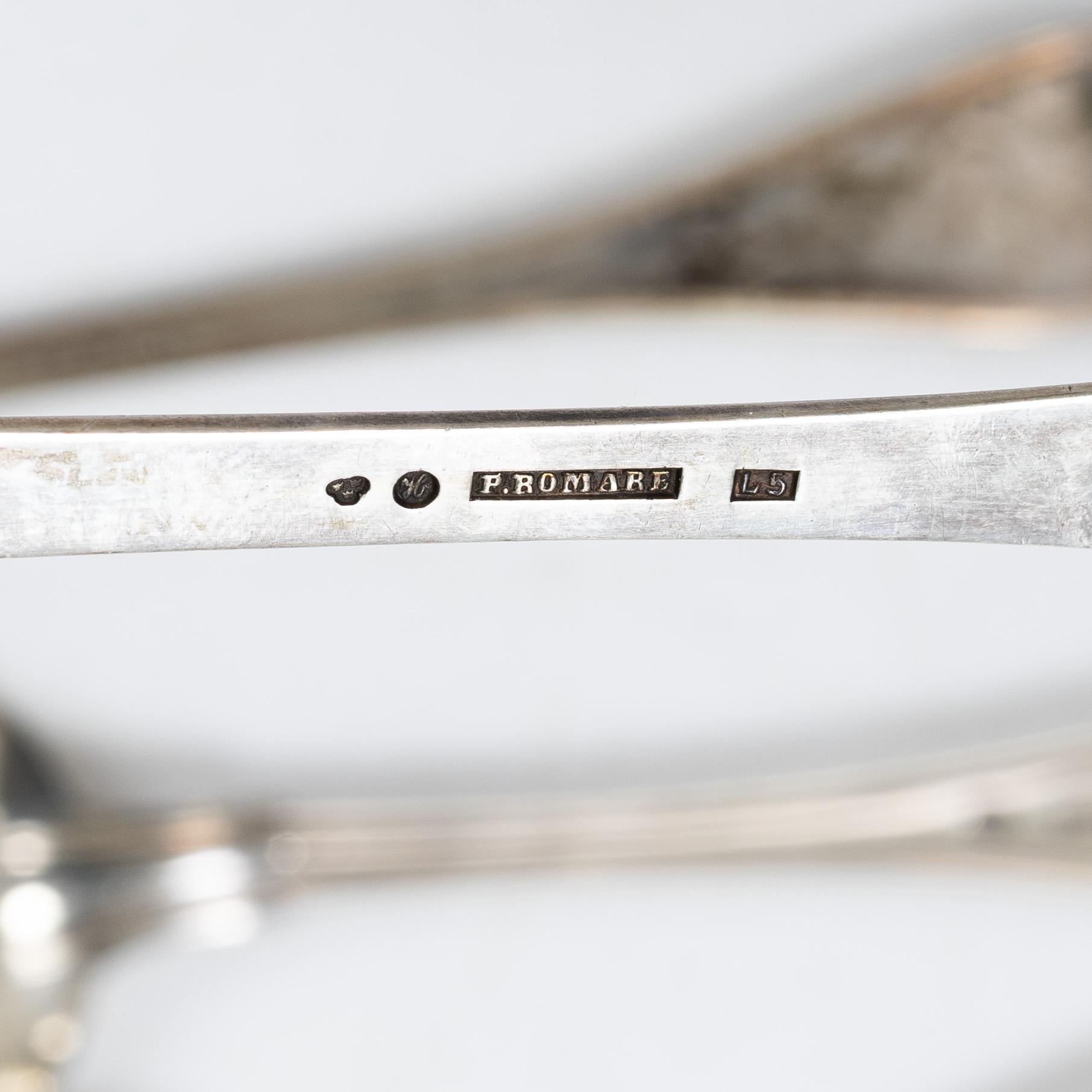 Bestickdelar, silver, 9 st mestadels matskedar, bl a G Lindegren, Helsingborg, 1927.