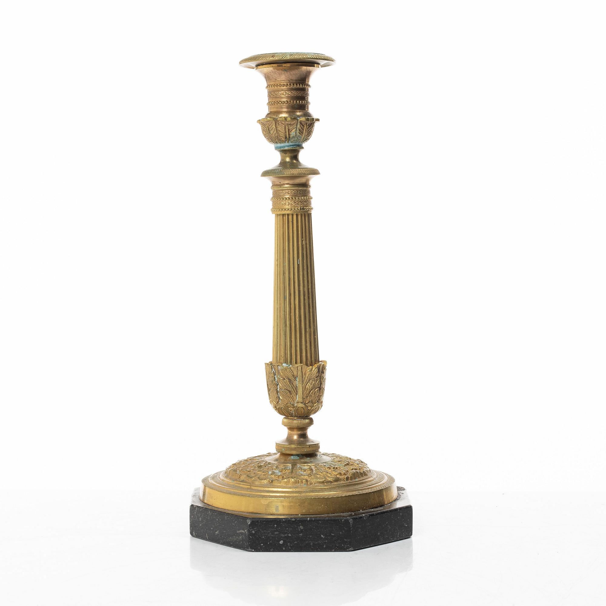 Candle holder, Empire style, R.G Johansson Metal Factory Stockholm, early 20th century.