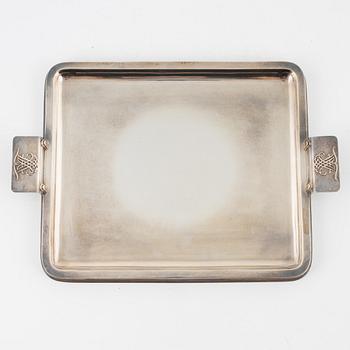 Atelier Borgila, Stockholm, bricka med handtag, sterlingsilver, 1946.