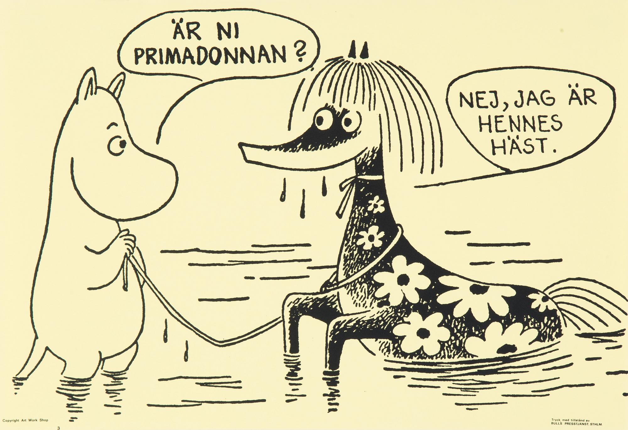 AFFISCHER, 6 stycken, Tove Jansson, Bulls Presstjänst, Stockholm, 1960-tal.